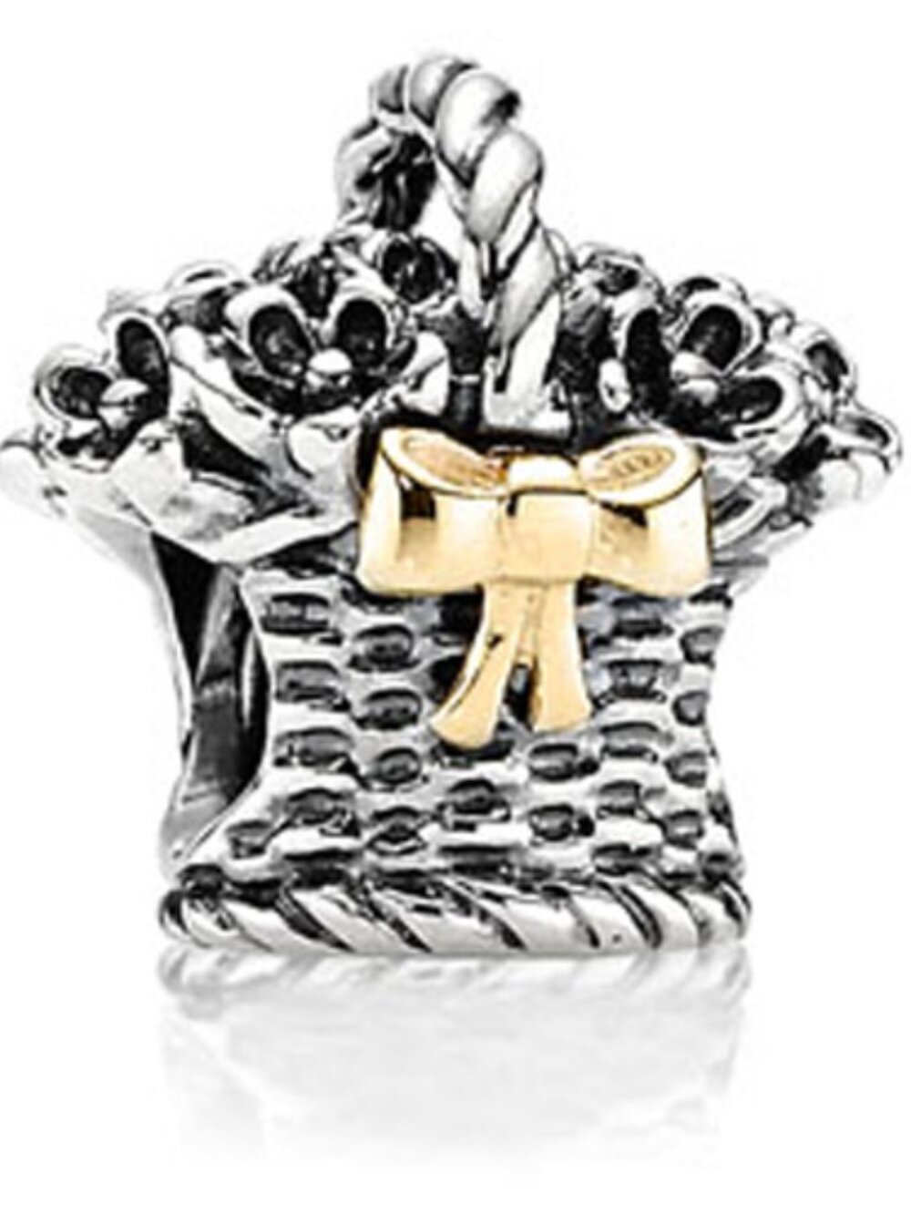 Authentic Pandora Forever Bloom Basket 790960 Retired 14K Gold Sterling Charm - Picture 11 of 11